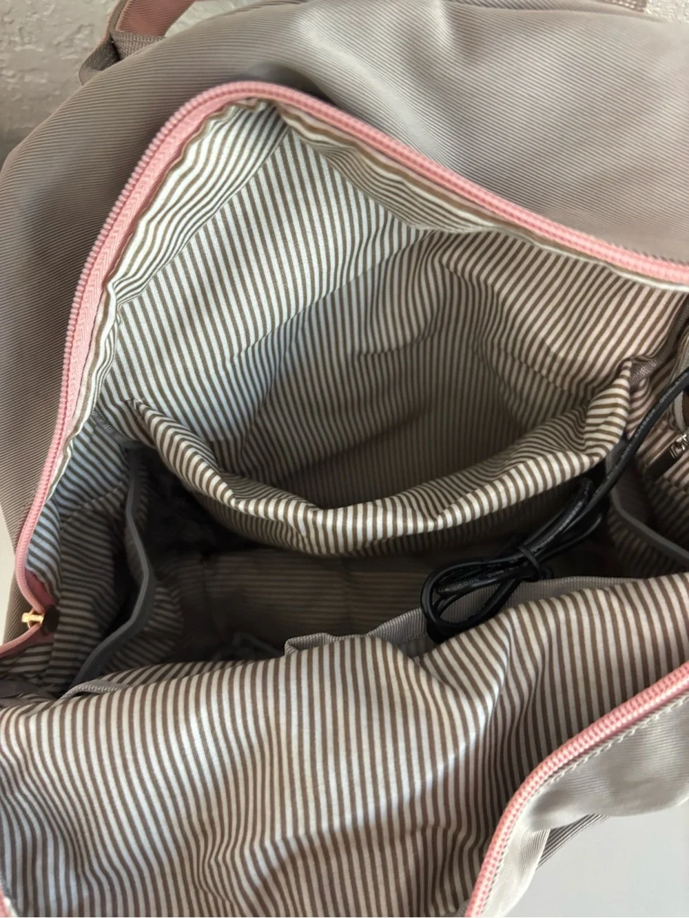 Two-Tone Pink and Taupe Women’s Backpack Purse with built in charging ports